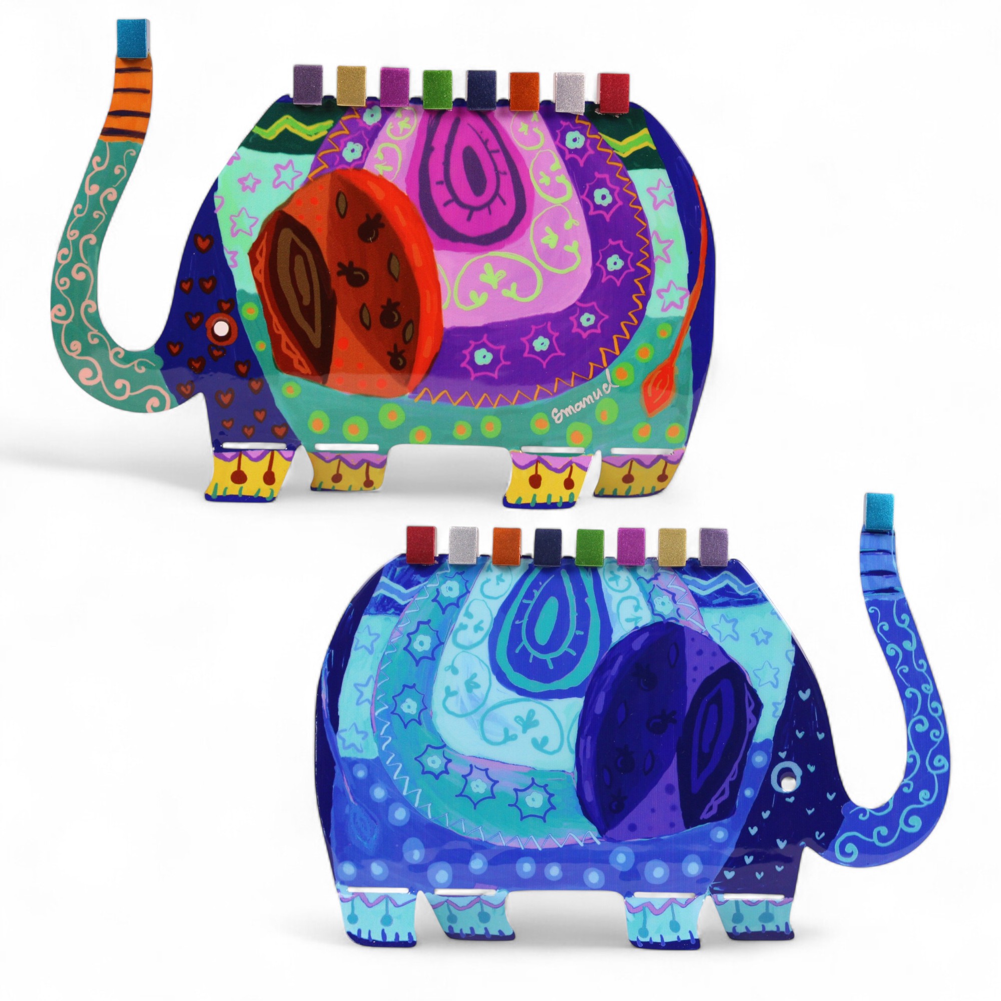Yair Emanuel Patchwork Elephant Menorah