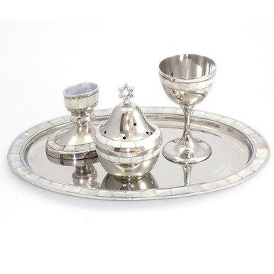 Mother Of Pearl Oval Havdalah Set