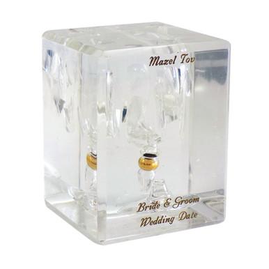 Square Crushed Wedding Glass Lucite Cube
