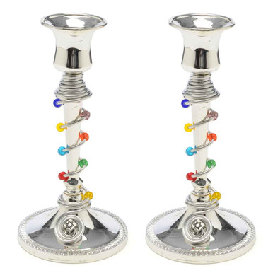 Silverplate Candlesticks With Jewish Stars