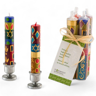 4-Pack Hand-Decorated Judaica Shabbat Candles