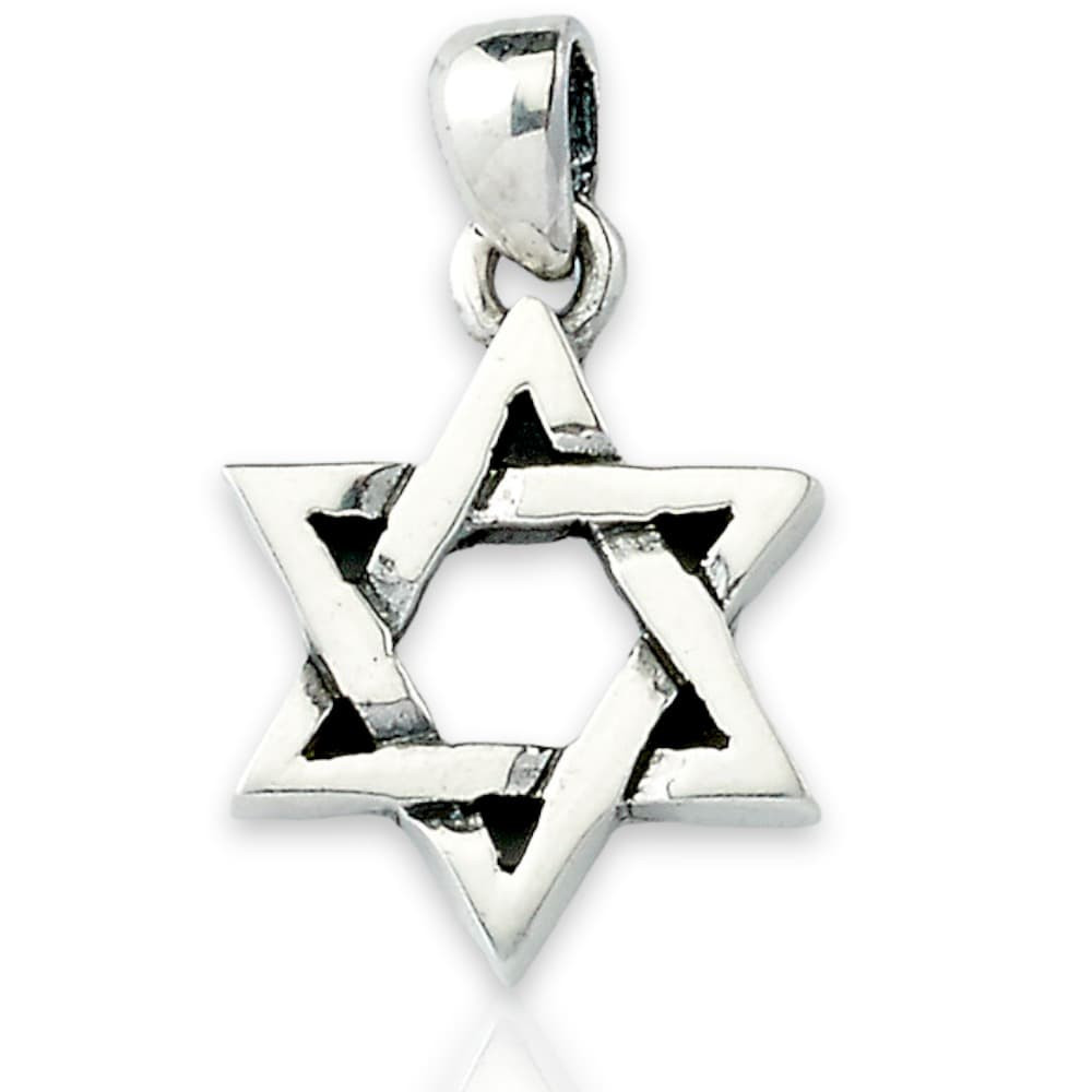 Image of Sterling Silver Symmetrical Jewish Star Pendant