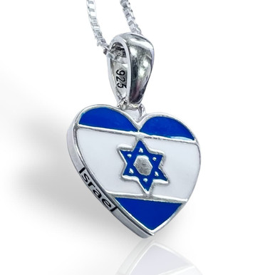 925 Sterling Silver and Cubic Zirconia Israeli Flag Necklace (With Color  Option)