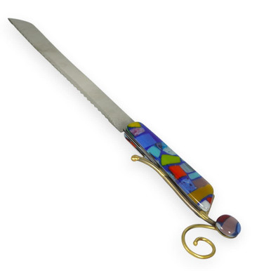 Gary Rosenthal Fused Glass Challah Knife
