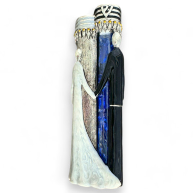 Hand-Painted Bride And Groom Wedding Glass Mezuzah
