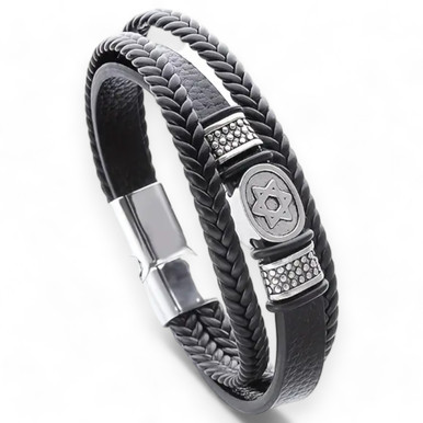 Mens-Double-Leather-Jewish-
