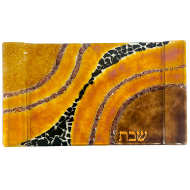 Topaz Speckled Fused Glass Challah Tray