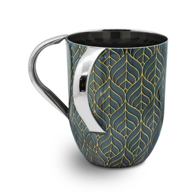 Stainless Steel Wash Cup With Golden Leaves