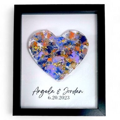 Shadow Box Crushed Wedding Glass Art