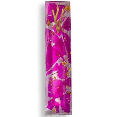 Acrylic Crushed Wedding Glass Mezuzah With Metallic Accents