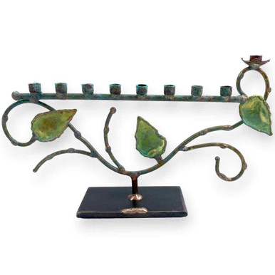Green Patina Tree Of Life Hanukkah Menorah