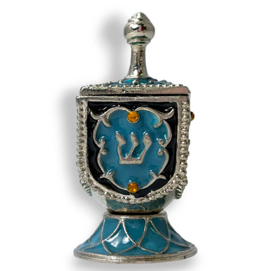 Metal Collector Hanukkah Dreidel In Blue Enamel