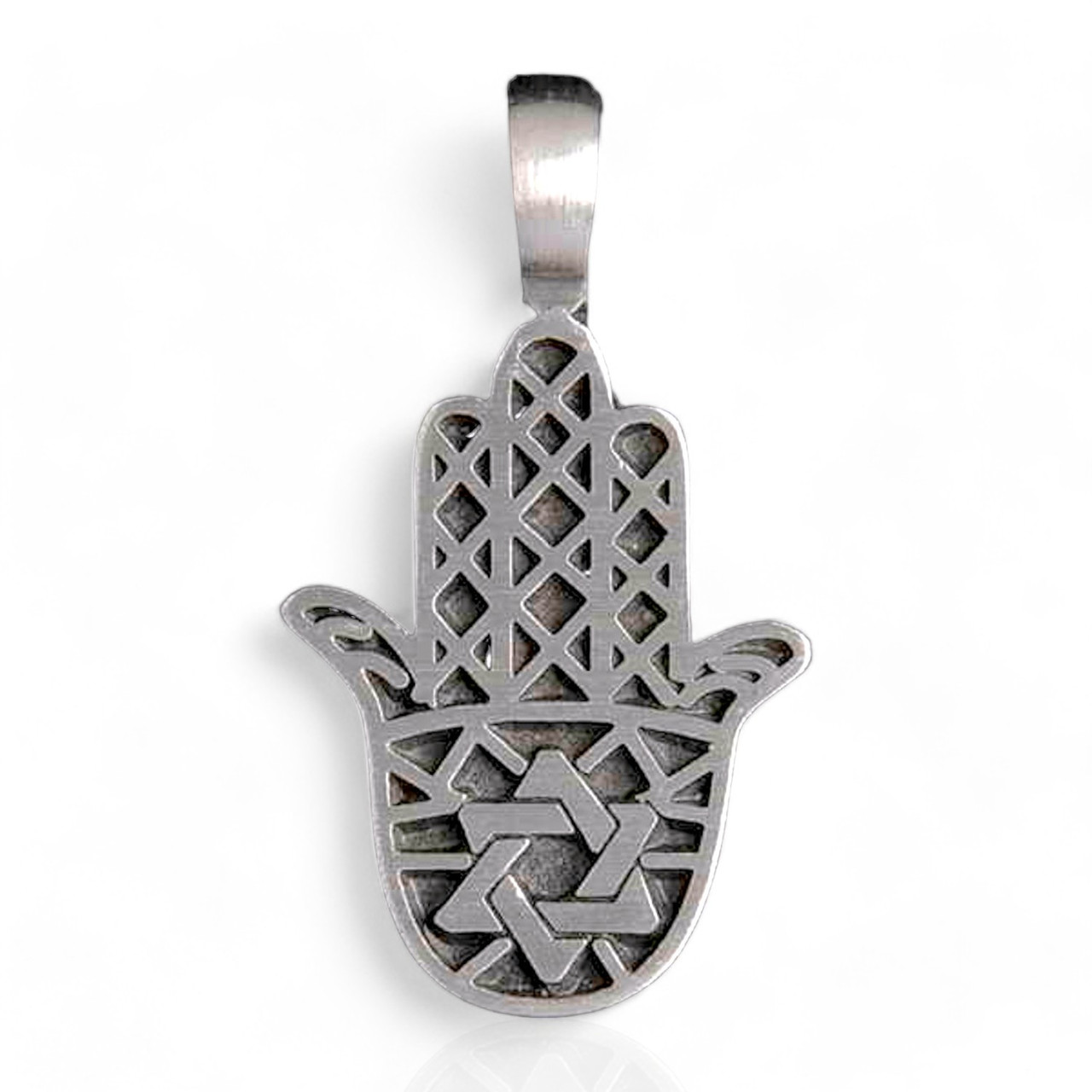 Image of Hamsa With Jewish Star Pendant