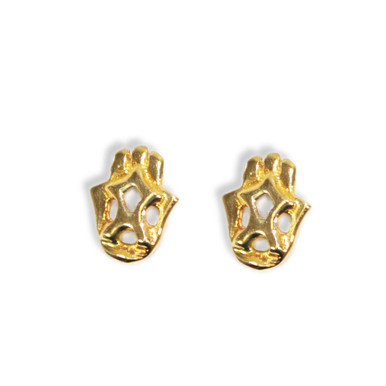 Jewish Jewelry - 14K Gold Hamsa Stud Earrings