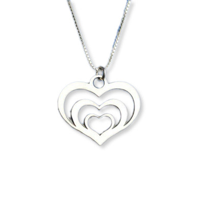 Sterling Silver Triple Hearts Necklace