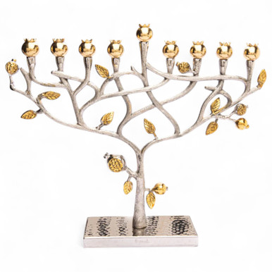Two Tone Hammered Pomegranate Menorah