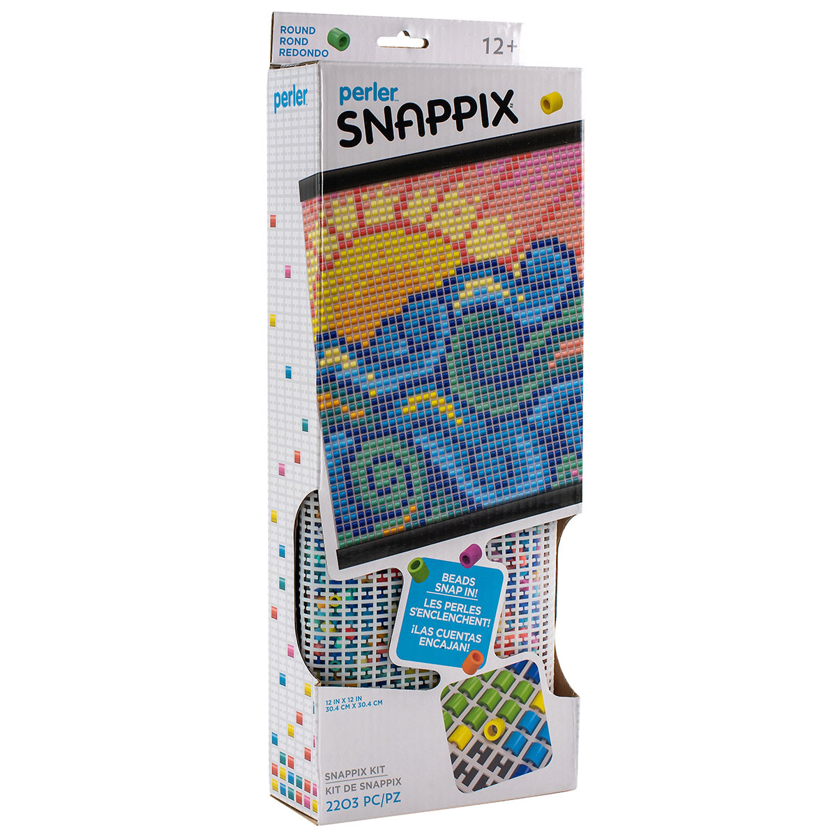 Perler Snappix Kit 12x12 - Folksy Bee Design, 2200 Perlen, Ohne Bügeln, Für Kinder Ab 12