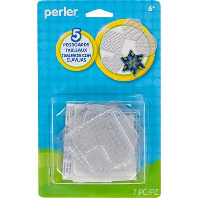 Perler Pegboards 5-Pack Hexagon, Circle, Square, Star & Heart