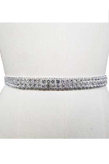 Belt: Adjustable Silver with Multi-Sized Rhinestones.
