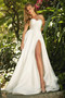 Off White Satin Strapless Bridal Ball Dress