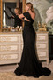 The Rita Stretch Satin Fitted Gown with Gloves