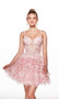 Alyce Paris Chantilly Lace Print Ruffle Short Dress