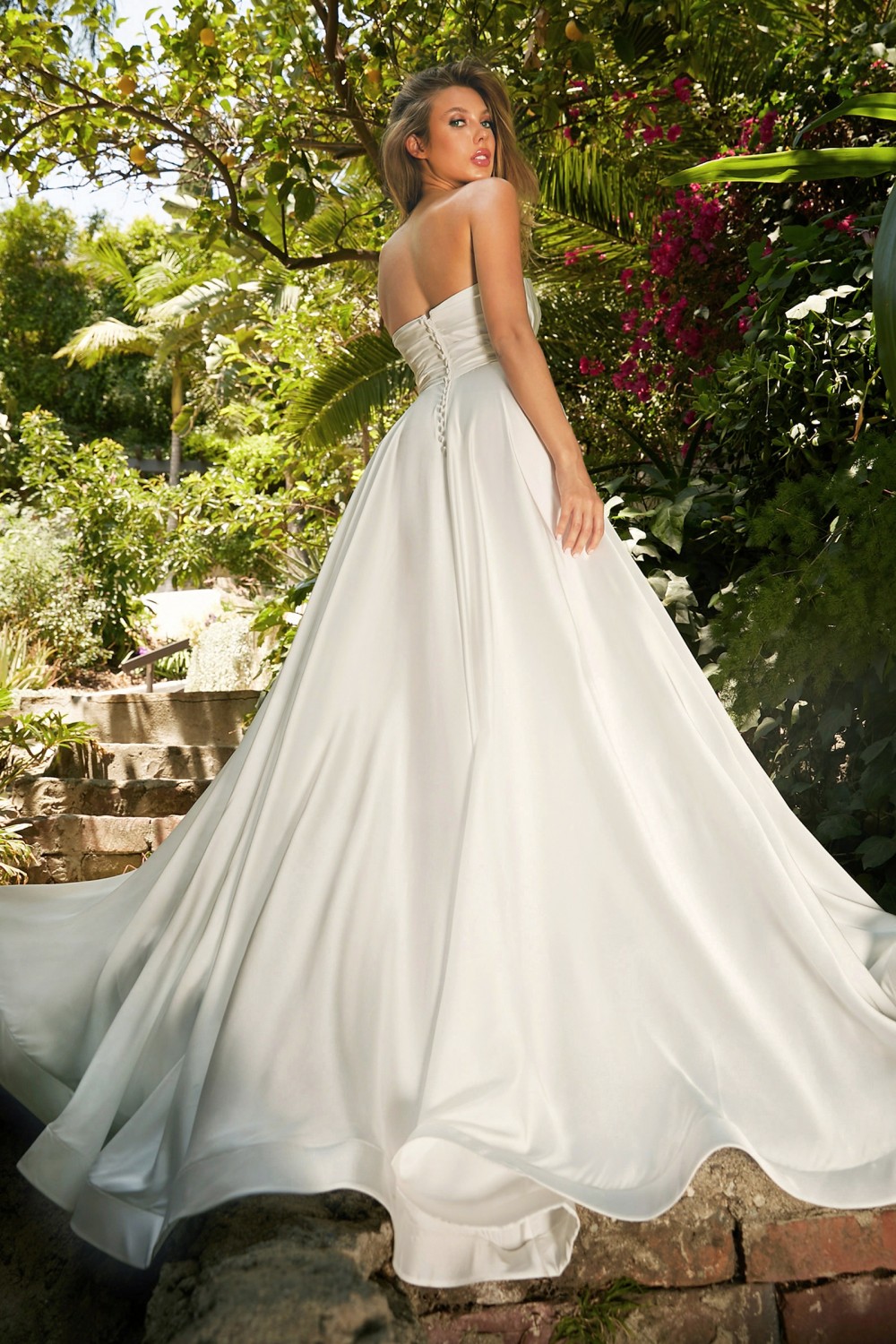 Off White Satin Strapless Bridal Ball Dress Off White Satin Strapless Bridal Ball Dress