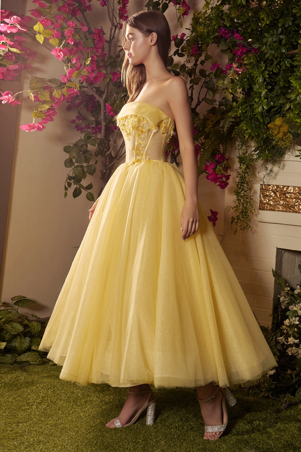 Dramatic Bright Yellow Off-the-shoulder Formal Dress - VQ