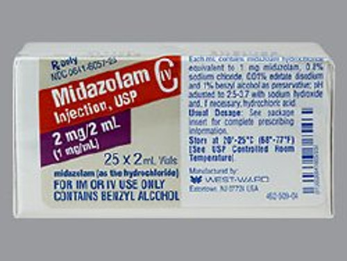 Midazolam HCl 1 mg / mL Injection Vial 2 mL CIV