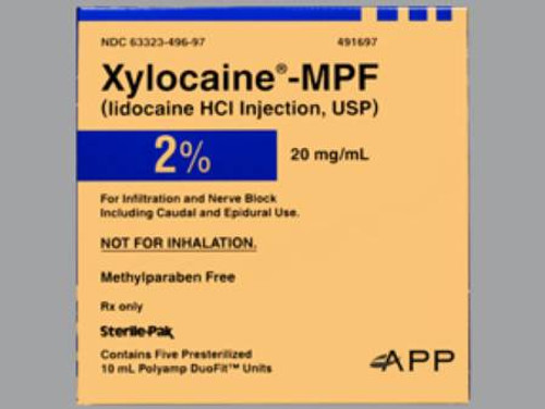 Xylocaine® - MPF Lidocaine HCl, Preservative Free 2%, 20 mg / mL Injection Ampule 10 mL