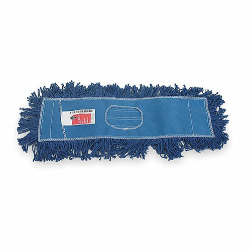 TOUGH GUY Dust Mop: Tabs/Pockets, Cotton, 24 in Wd, 5 in Dp, Launderable, Blue, Slide On