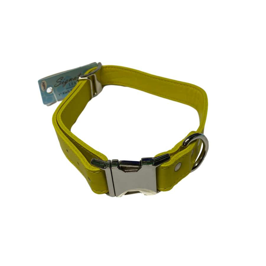 Leather 18" 22" Collar Yellow Pet Supplies