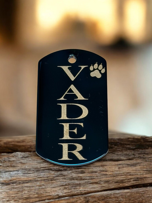 Pet Id tag large rectangle blue chrome