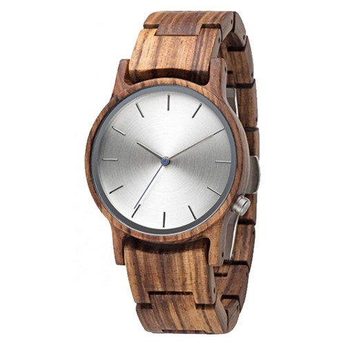 Unisex Silver Zebrawood Minimalist Wristwatch