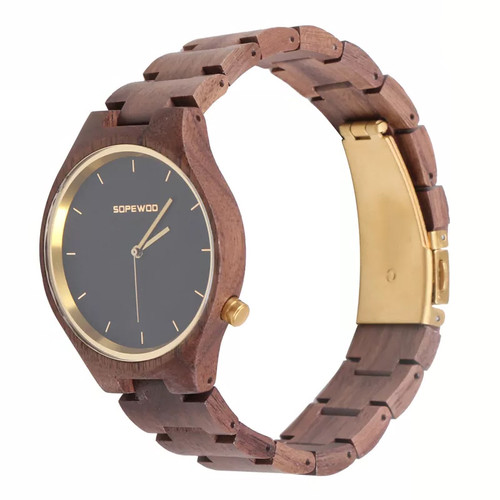 Unisex Brown Sandalwood Minimalist Wristwatch