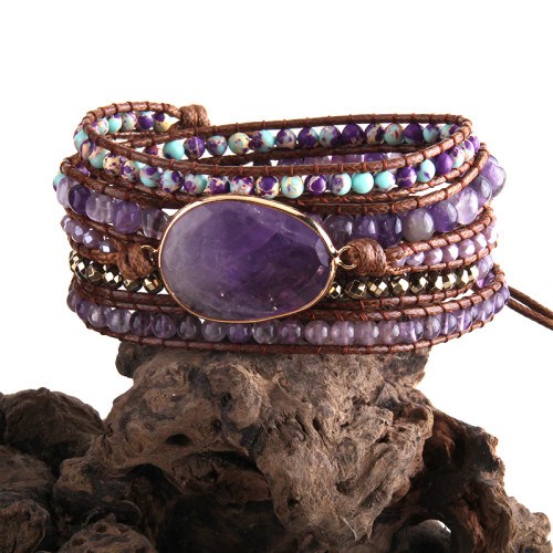 Handmade Amethyst Boho Bracelet