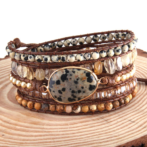 Handmade Dalmation Jasper Boho Bracelet