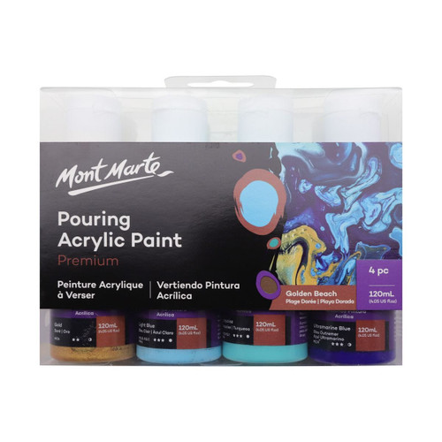 Pouring Acrylic Paint Set Premium 4pc x4.05oz - Golden Beach