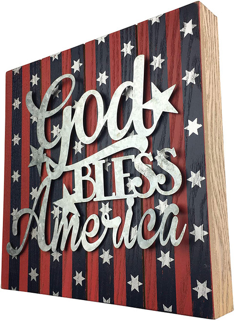 God Bless America Wooden Hanging or Standing Sign