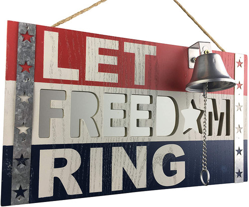 Let Freedom Ring Patio Hanging Welcome Wall Sign