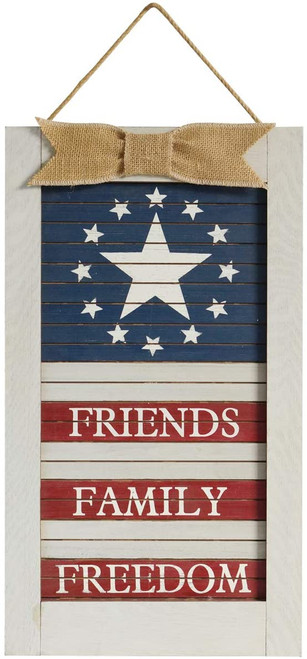 Patriotic Friends Family Freedom Hanging or Leaning Sign