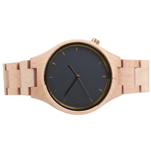 Unisex Maple Black Face Minimalist Wristwatch