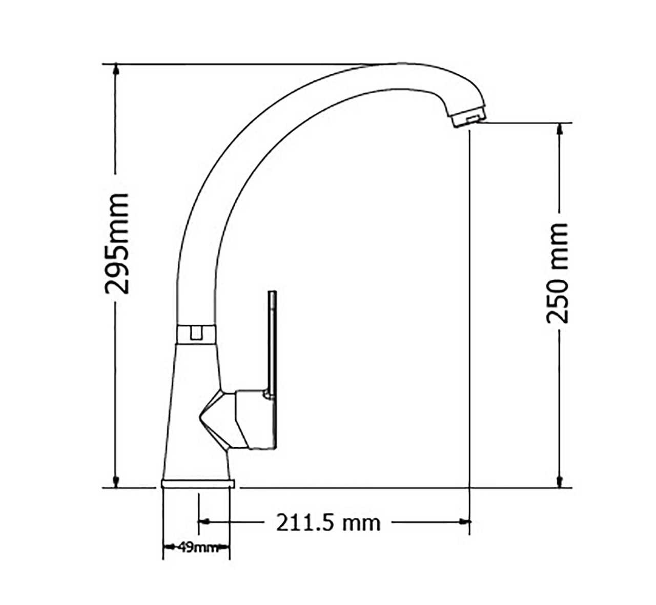 Sink mixer OMEGA Heavy duty, Spout Fuse type dimensions