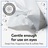 Daily Facial Cleansing Cloth. Dermatologist tested badge. Gentle enough for use on eyes. Soap free, fragrance free and sulfate free.