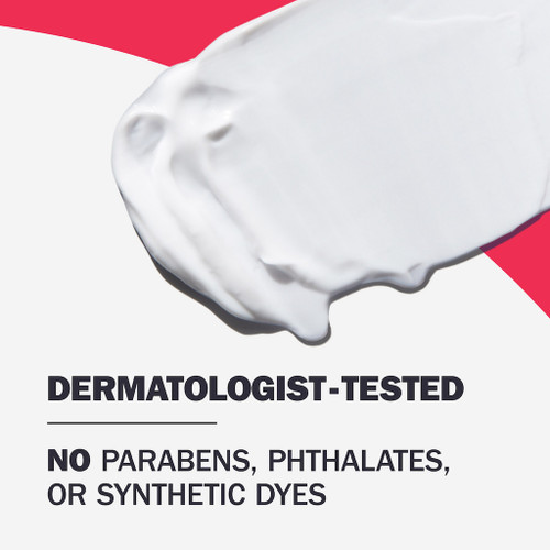 Moisturizer texture swipe. Dermatologist tested. No Parabens, phthalates, or synthetic dyes.