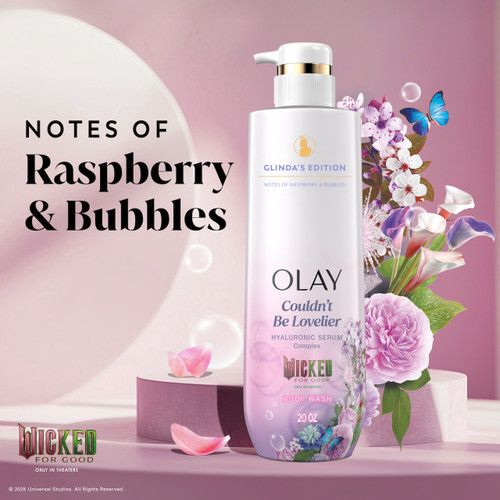 Olay Limited Edition Serum Body Wash, Couldn't Be Lovelier, 20 fl oz, Glinda's Edition Hydrating Body Wash. Notes of raspberry and bubbles. Wicked for good