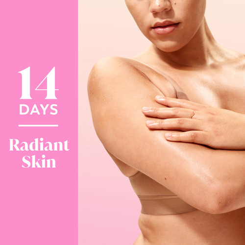 Model posing. 14 days to radiant skin