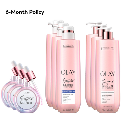 OLAY Skinsurance for Rough & Bumpy Skin bundle products with 'Standard Policy' text on the top left corner of the image