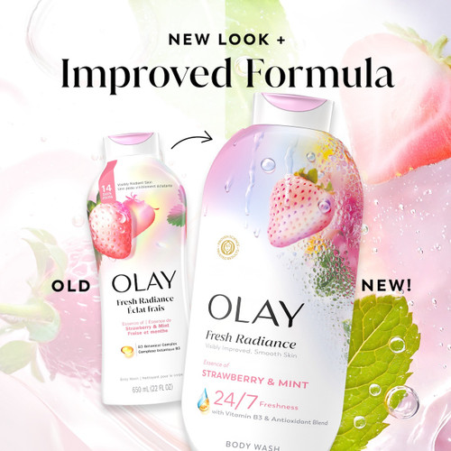 Olay Fresh Radiance Body Wash with Essence of Rose Water and Sweet Nectar, Vitamin B3 and Antioxidant Blend 22oz