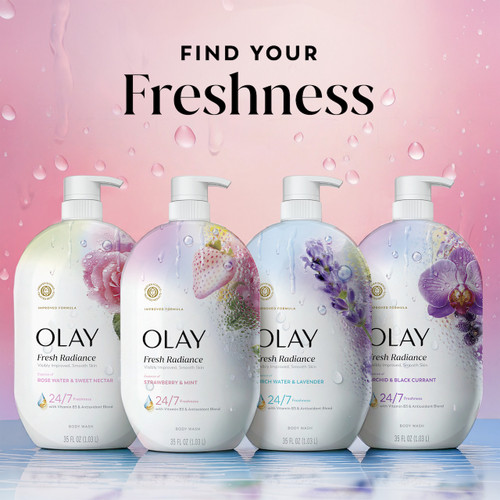 Fresh Radiance Body Wash 4 bottle lineup. Find your freshness